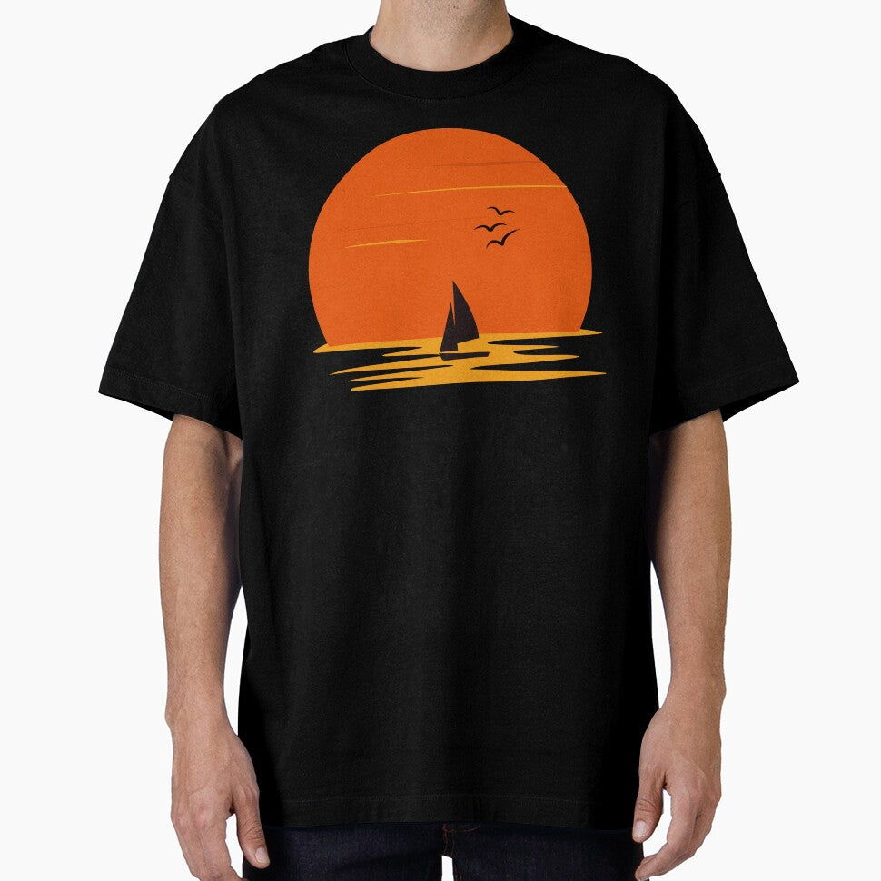 Retro Sunset Sailboat Silhouette by JPareDesign