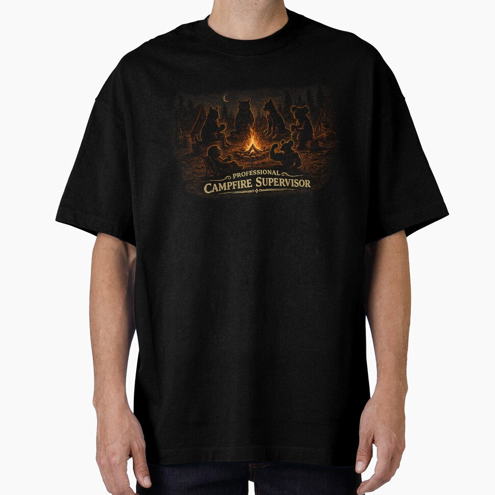 Professional Campfire Supervisor Retro Camping Humor by Claws & Chaos