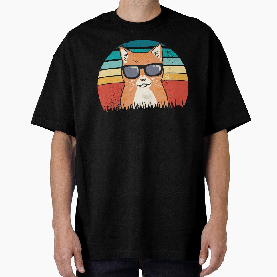 Retro Sunset Cool Cat by Golden Turtle Studio