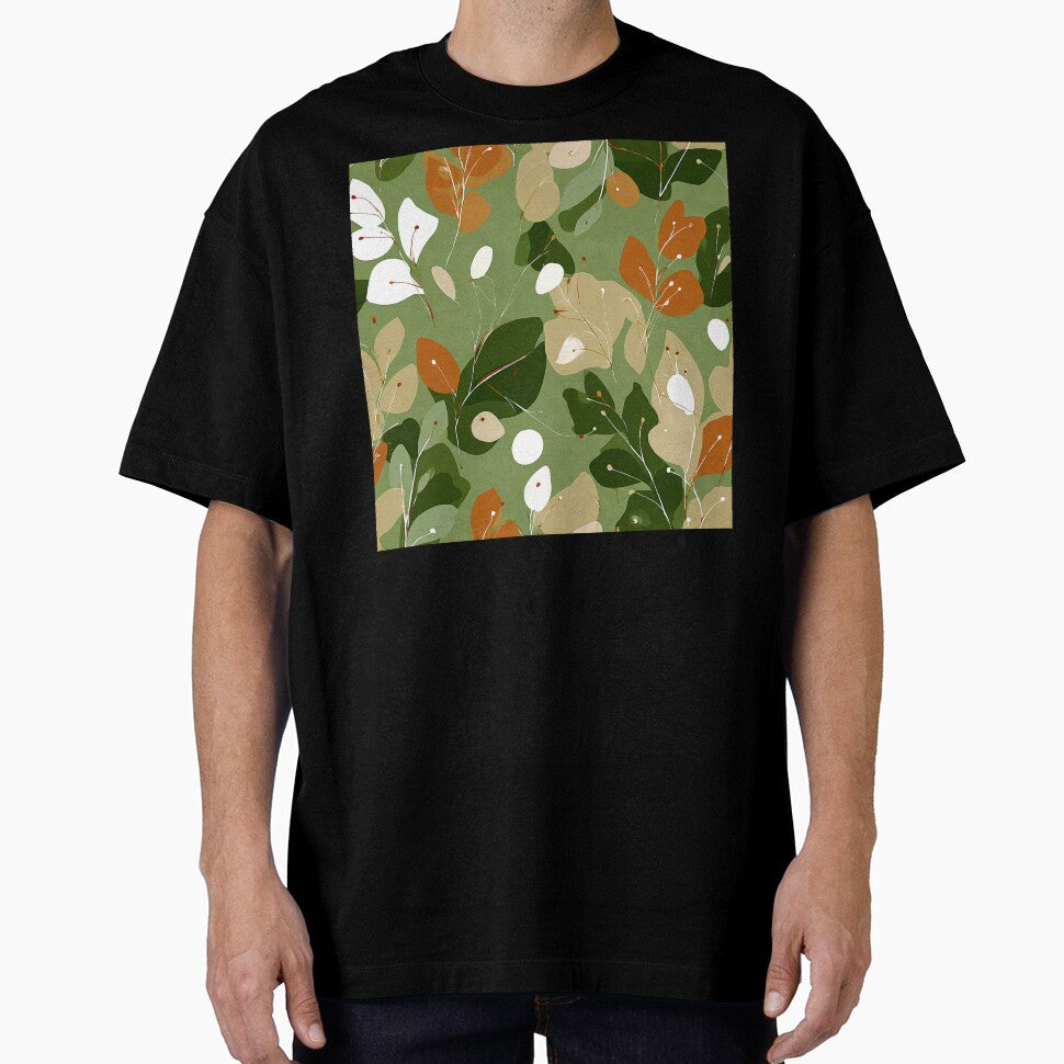 Boho Abstract Leaves In Green, Earthtones, And Orange by DEC02