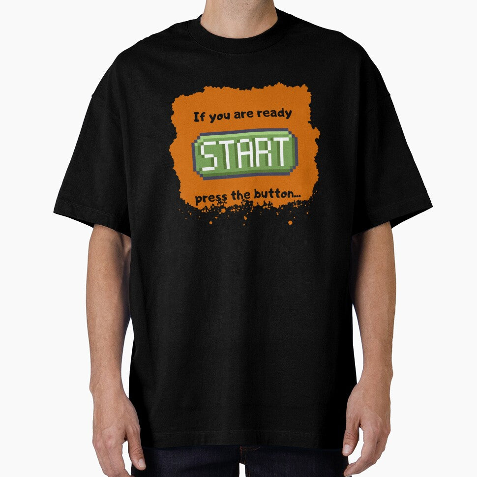 Press the start button (BG-B)  - Retro gaming experience  - Text based design - Black text by Nemesiscrowd