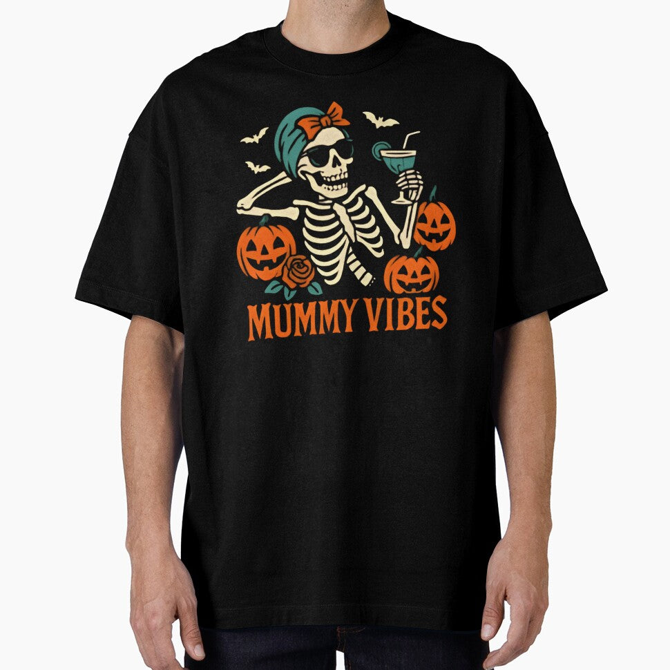 Mummy Vibes Skeleton Mom Funny Halloween Cocktail Skeleton by Zizo-DR44