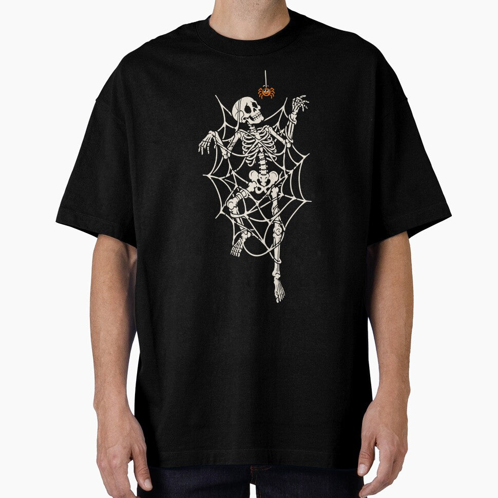 Dancing Skeleton with Hanging Spider Halloween Design by Krasnovaovaova