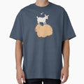 Capybara with a baby goat friend standing on its head - a cute cartoon capybara illustration pink version by Yarafantasyart