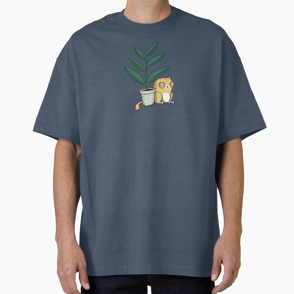 Suspicious cat and plant by agrapedesign