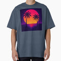 Synthwave Neon Sunset Tropical Palm Trees Retro 80s Art by VibeShift Studio