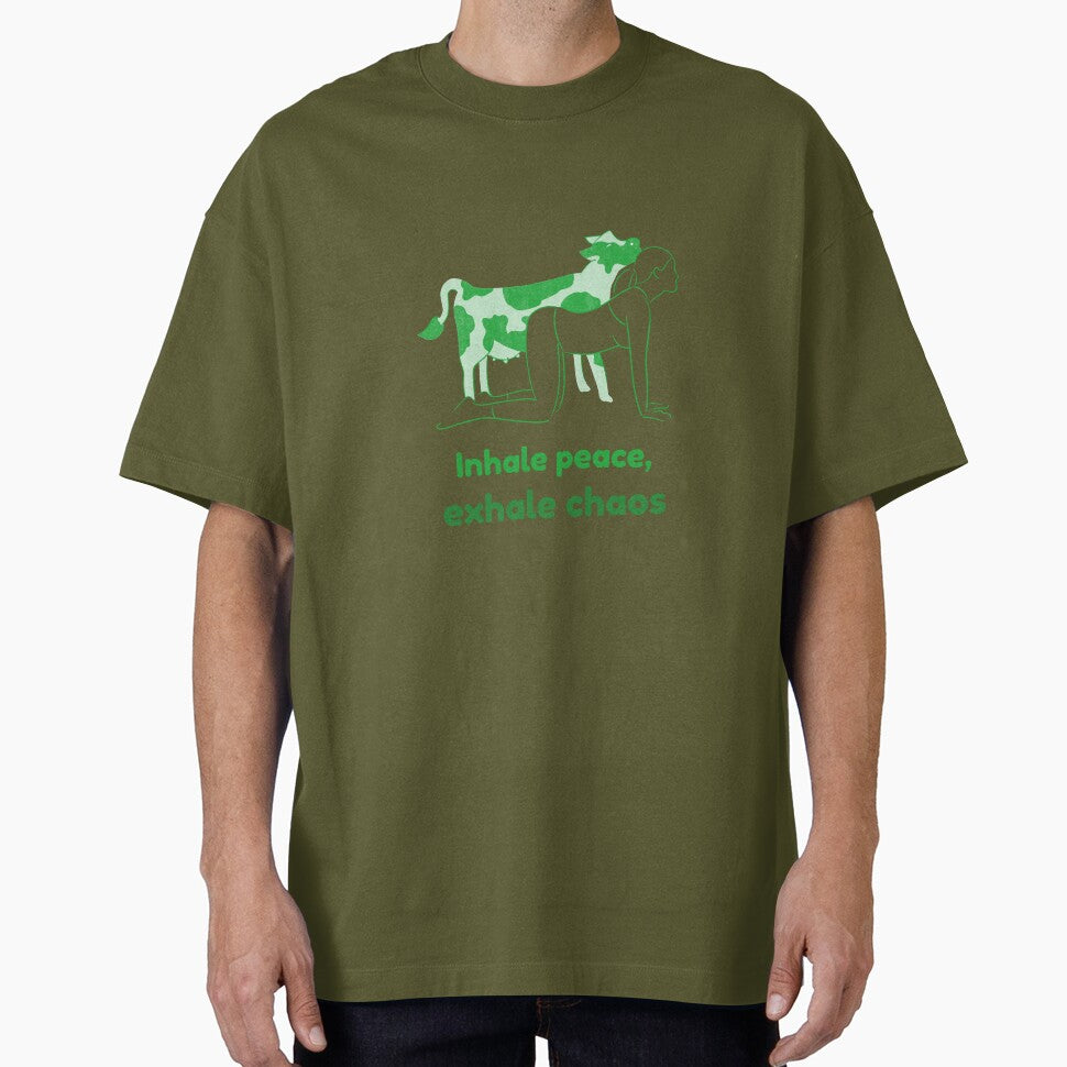 Cow Yoga Pose Bitilasana – Inhale Peace Exhale Chaos Mindful Breathing Yoga Design by WellspringXflow