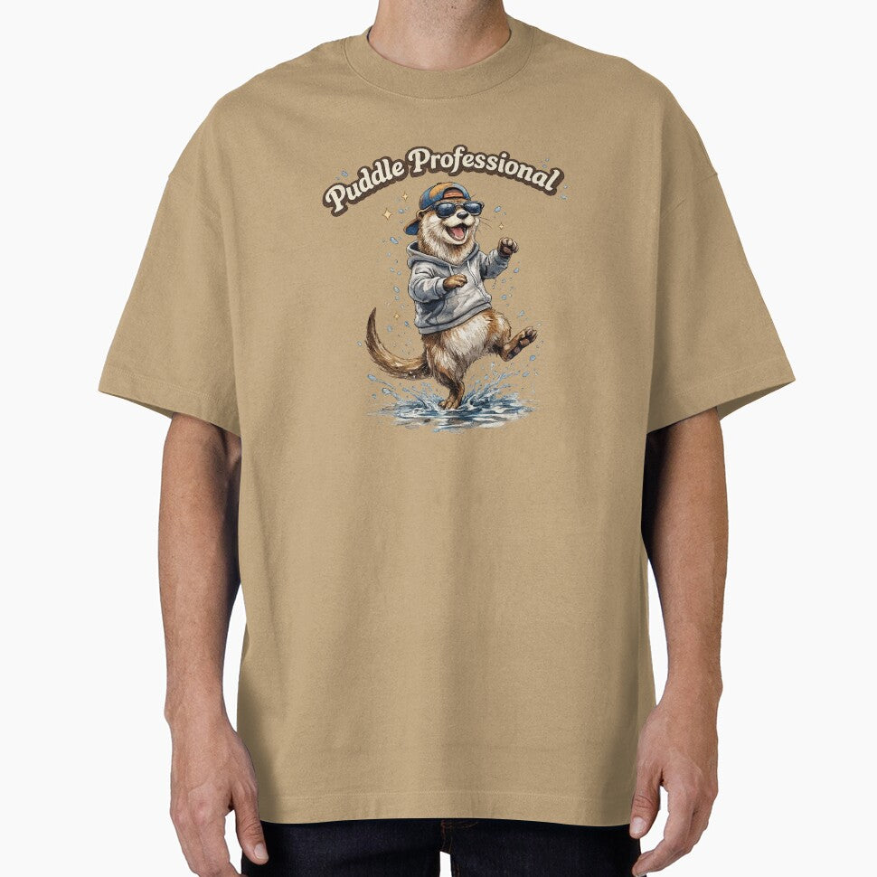Puddle Professional Otter – Funny Rain Lover Watercolor Cute Animal Hoodie Cartoon Sticker by HOUSE OF TIST
