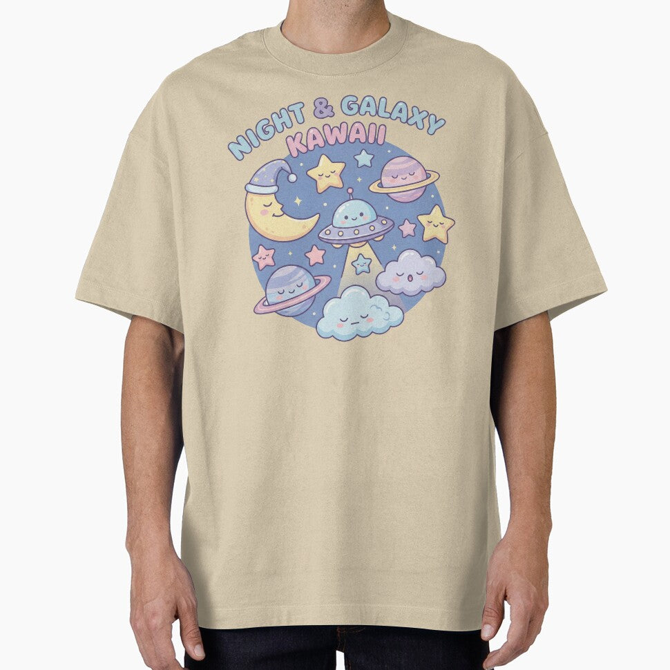 Kawaii Space Night – Cute Moon UFO & Planets by TheRaiShop