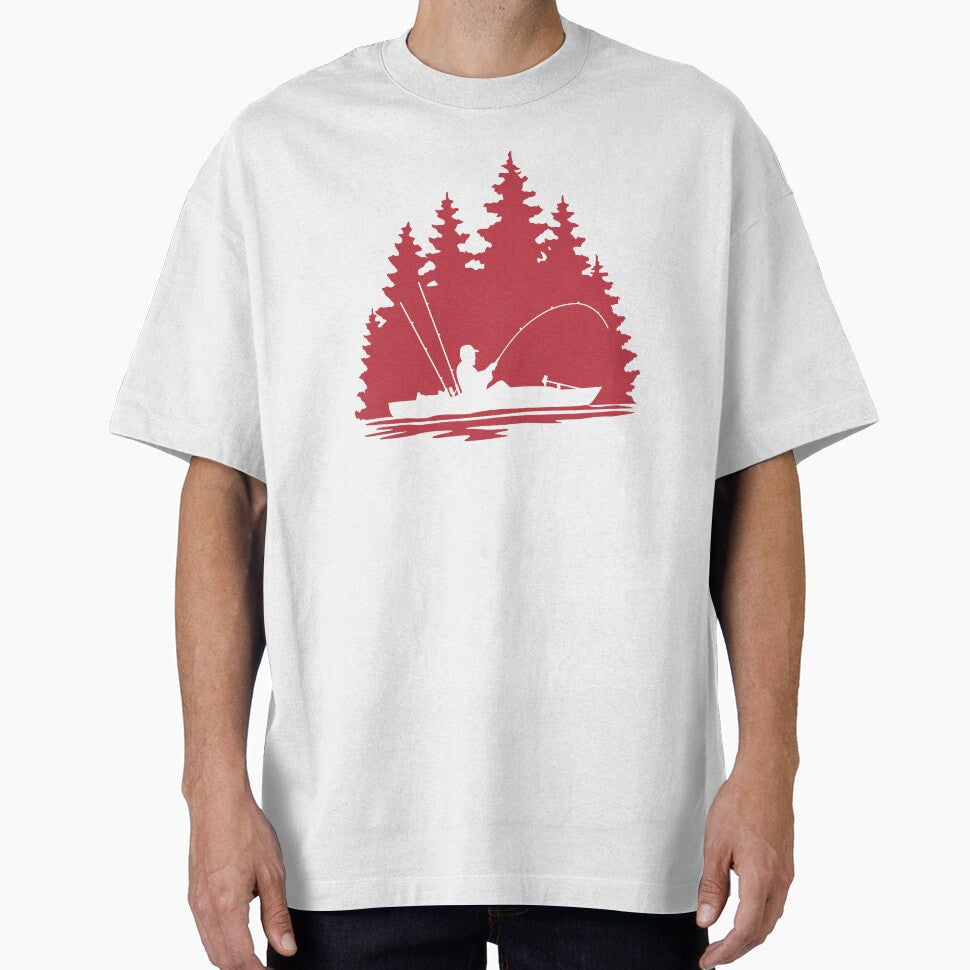 Kayak Fishing Rural Forest Scene Silhouette by Sam Morrison