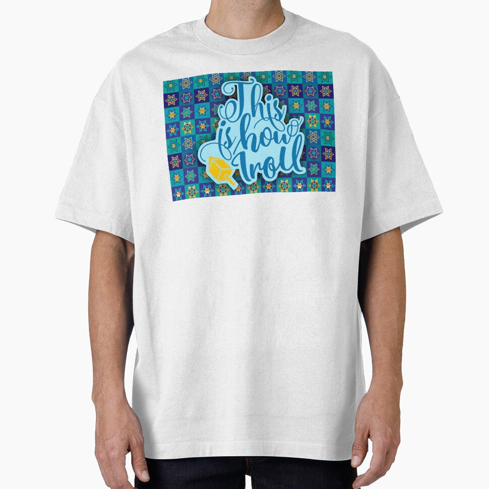 This Is How I Roll Dreidel Star Of David All Over Print Blue Gold Happy Hanukkah by Sunny Collections