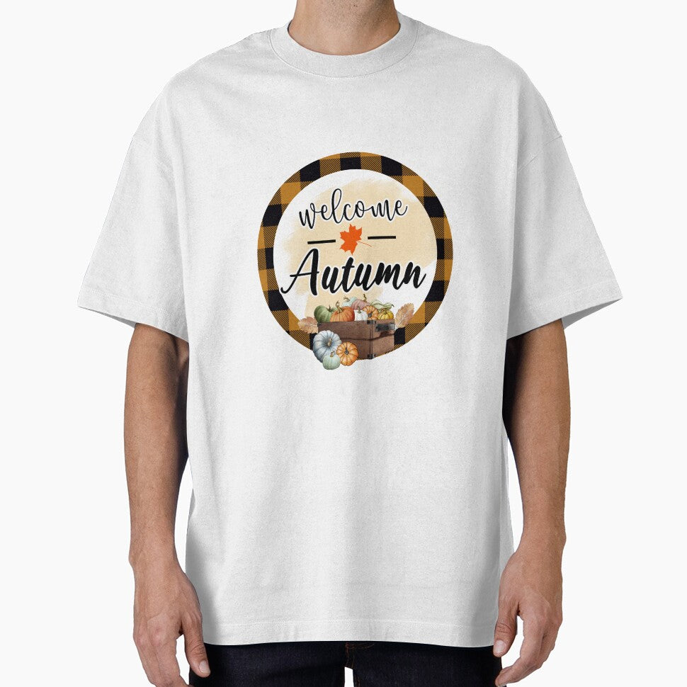Hello Autumn – Cozy Fall Pumpkins, Leaves & Plaid Pattern | Seasonal Decor & Gift Idea by petpuppymania