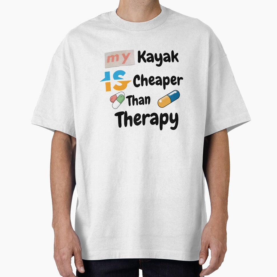 My Kayak Is Cheaper Than Therapy – Funny Kayaking T-Shirt for Paddlers & Outdoor Lovers by Anasalseady