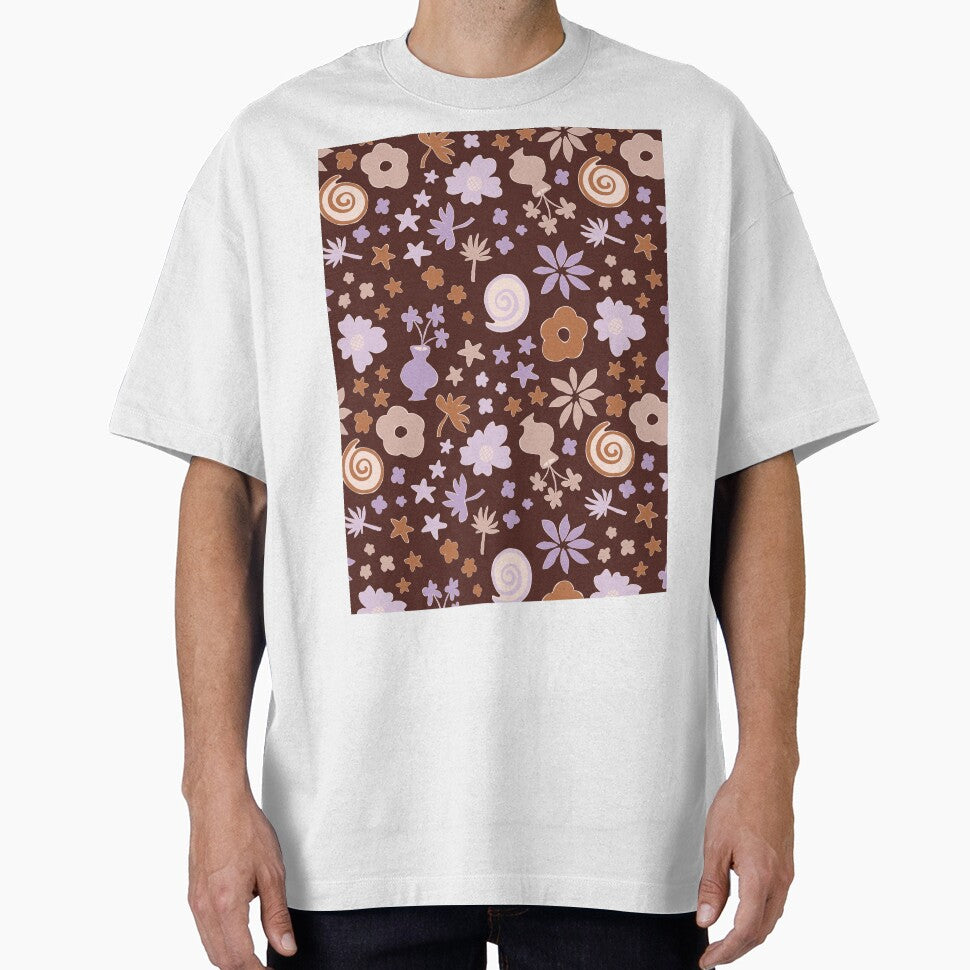 Boho Pastel Lilac Purple Beige Brown Flower Pattern Girls Room by blomastudios
