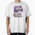 Cute Raccoon with Purple Headphones - Kawaii Music Raccoon by BunnySoftArt