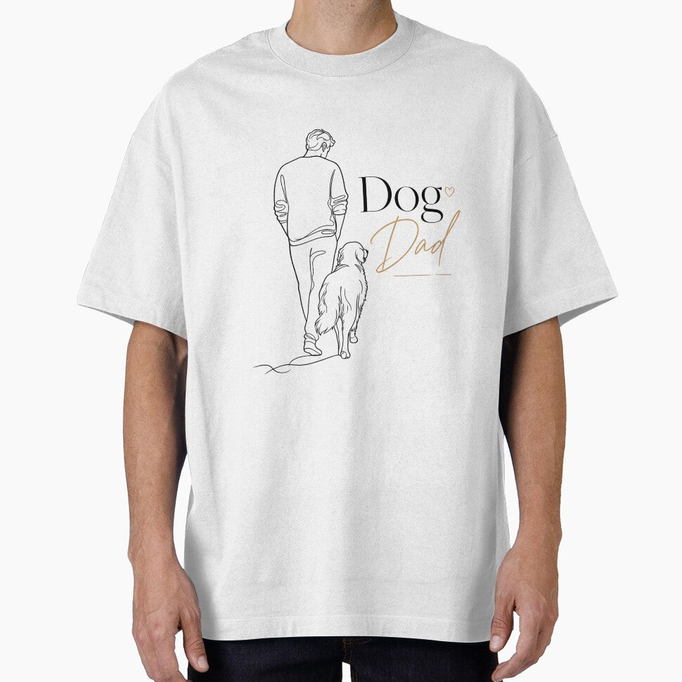 Minimalist Line Art Golden Retriever Dog Dad T-Shirt Sticker by Ashley critters