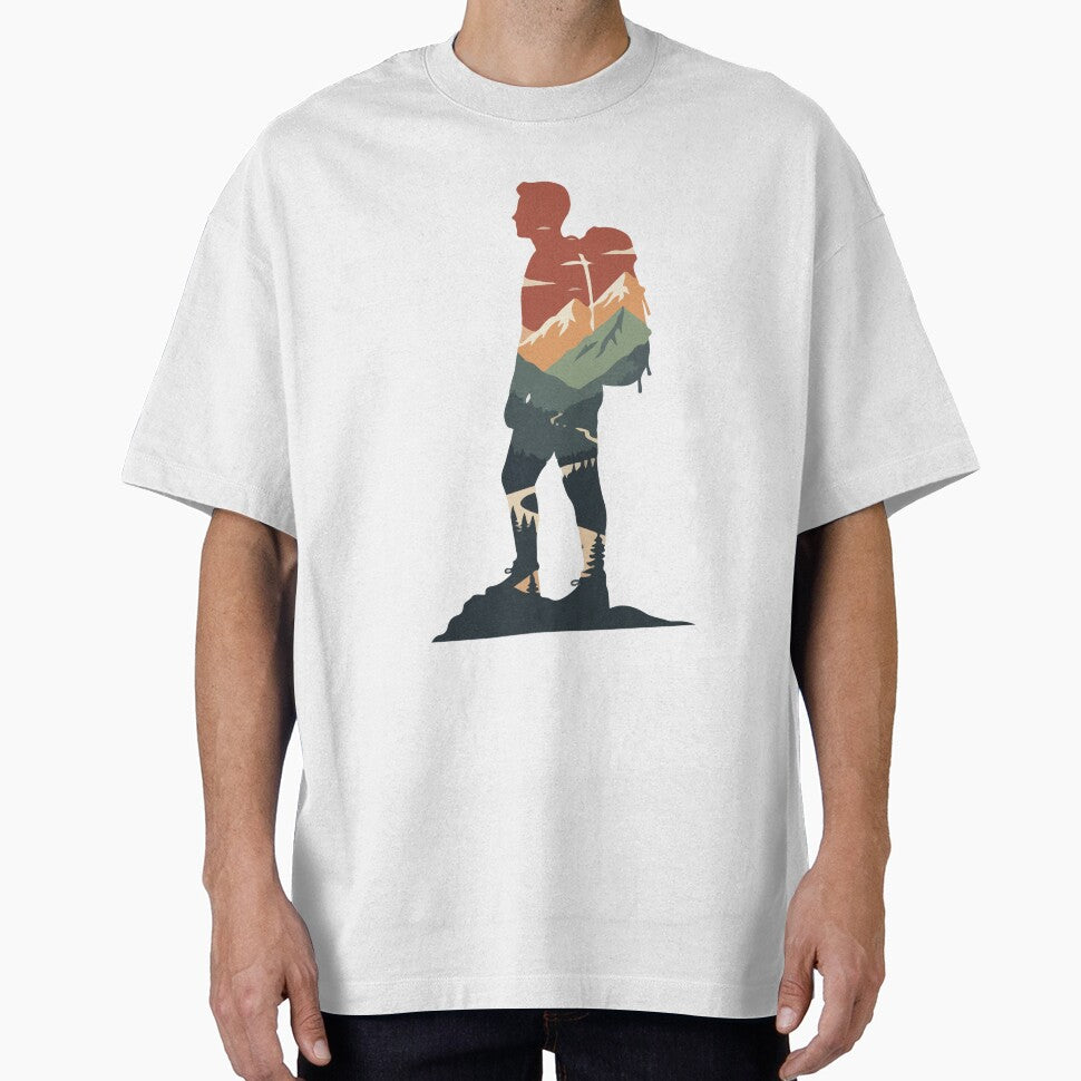 Double Exposure Hiker Silhouette | Mountain Landscape Adventure Art by stylishdzign