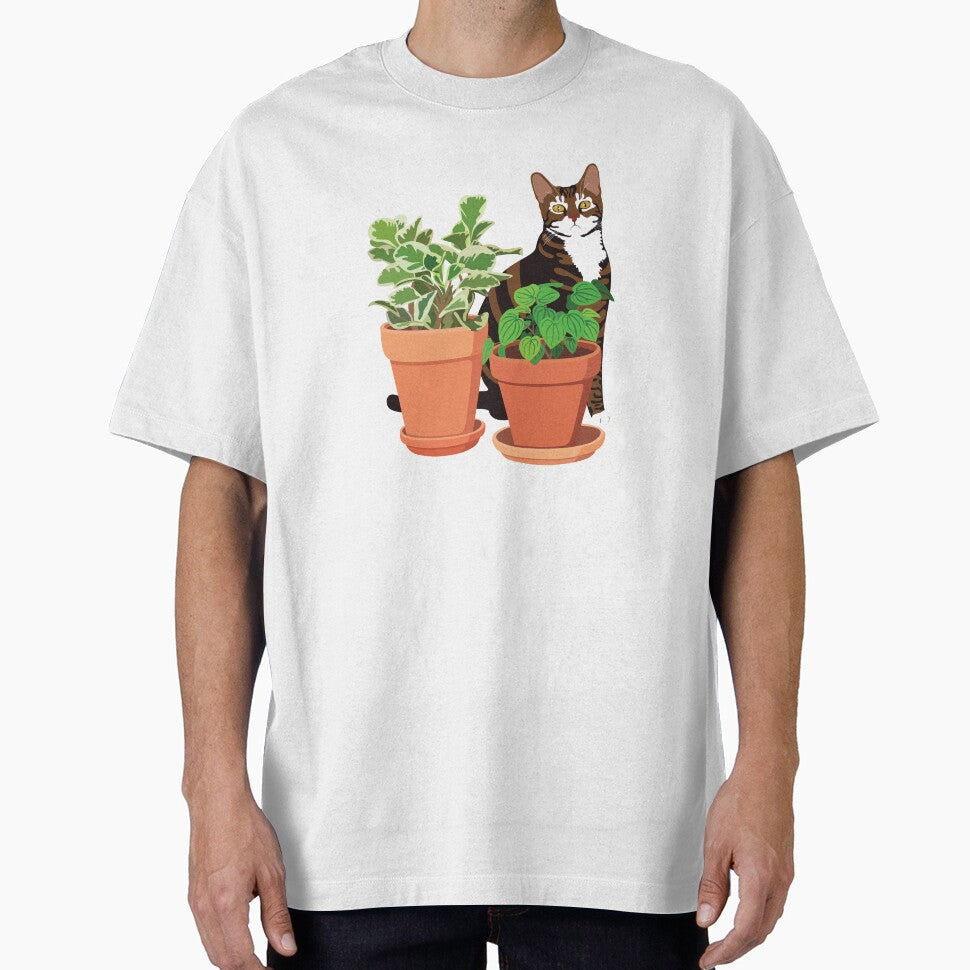Cat with Potted Plants by zykydesigns