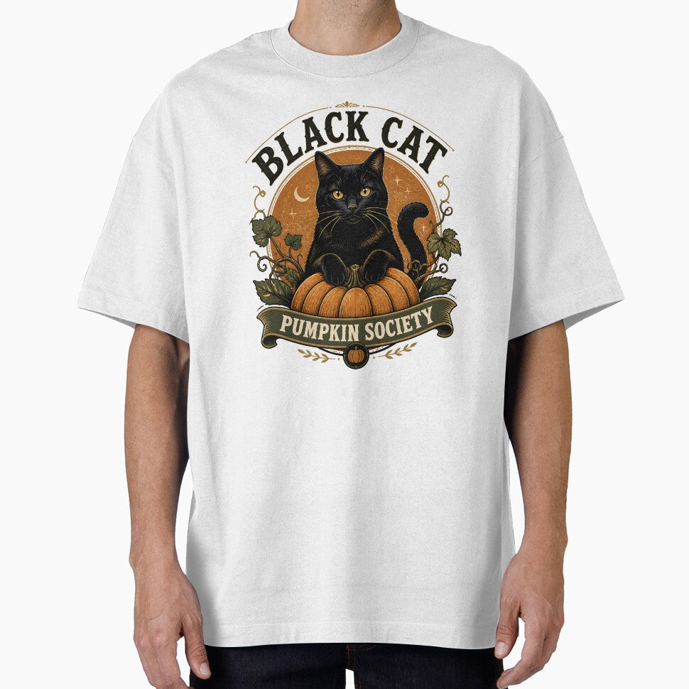 BLACK CAT PUMPKIN SOCIETY Pumpkin Society Halloween Vintage Screen Print by OliviaHayesArt