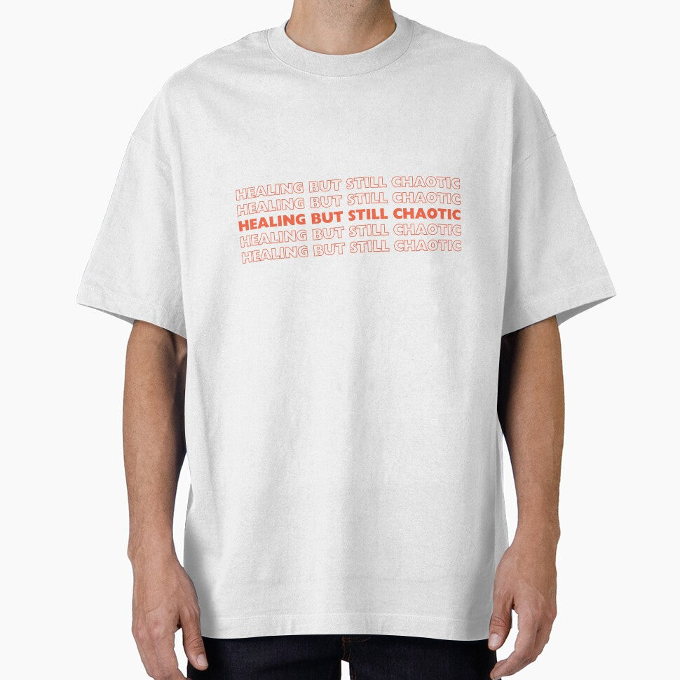 Healing But Still Chaotic Grocery Bag Style Sticker | Funny Y2K Aesthetic Quote by 11-11art