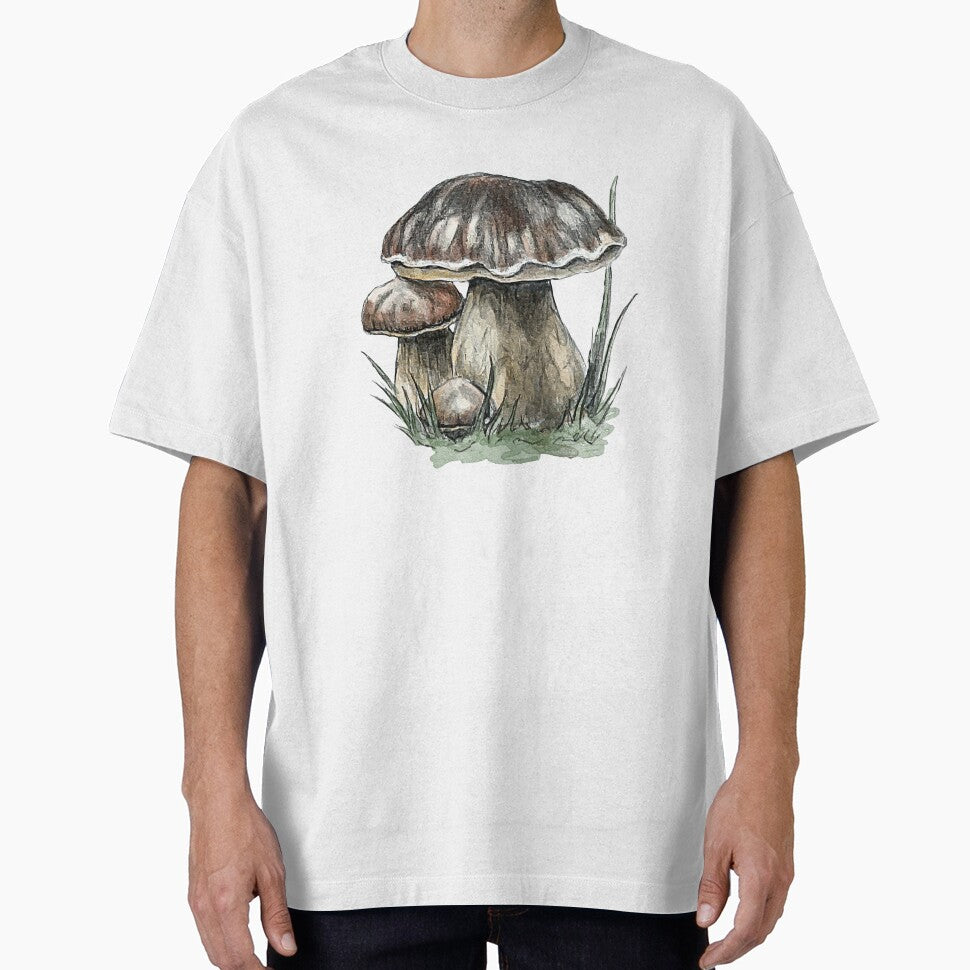Realistic Porcini Mushroom – Pencil and Watercolor Botanical Fungi Illustration by SaskiaFranken