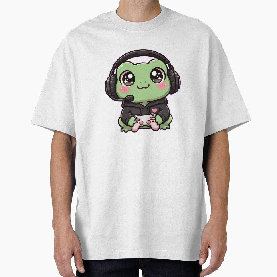 Cute Frog Gamer With Headset - Kawaii Lo-Fi Frog - Cozy Gaming Frog by Petringo