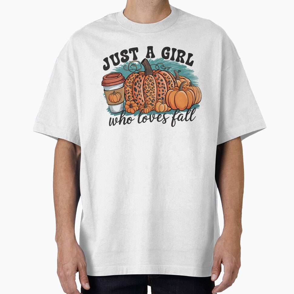 Just a Girl Who Loves Fall - Autumn Pumpkin and Coffee Design by Charlietule