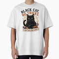 BLACK CAT, NO TRICKS Just Here for Candy Halloween Vintage Screen Print by BernoNickel