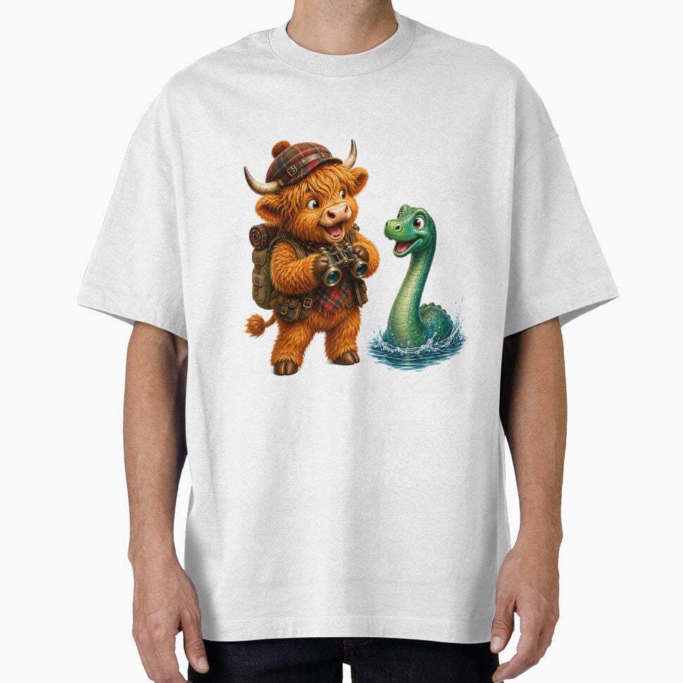 Cute Scottish Highland Cow Exploring with the Loch Ness Monster by MaedK