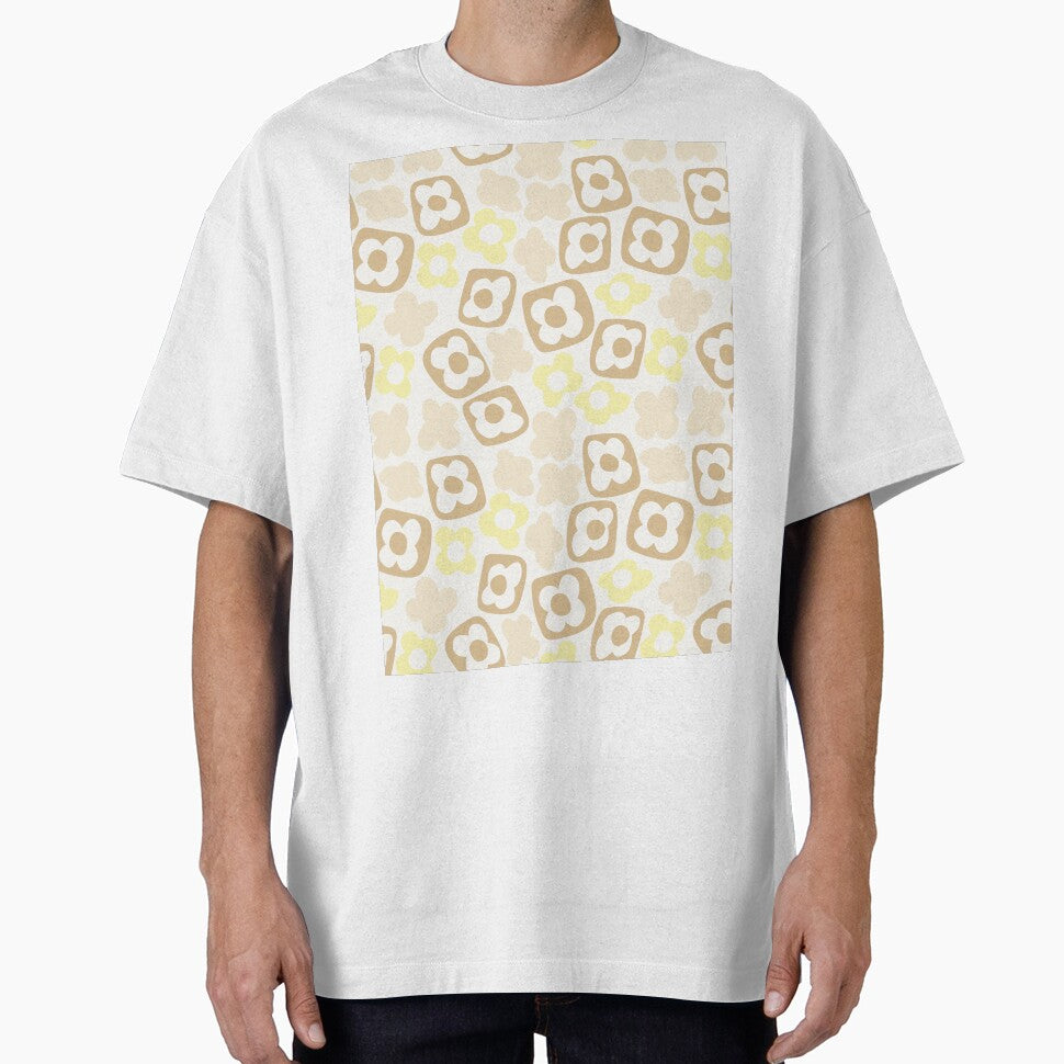 BOHO BOXY MODERN FLOWER PATTERN PASTEL YELLOW BEIGE by blomastudios
