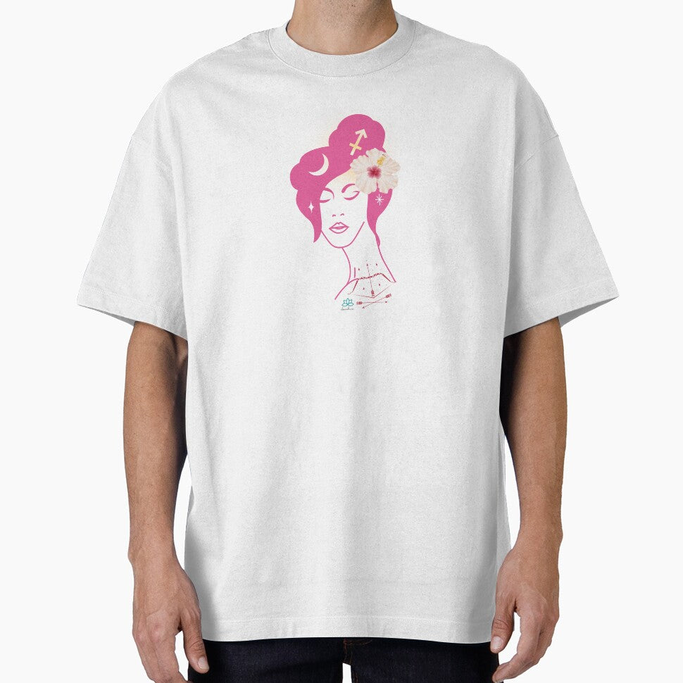 Sagittarius Goddess Graphic Print - Pink and White Hibiscus by elevated-aura