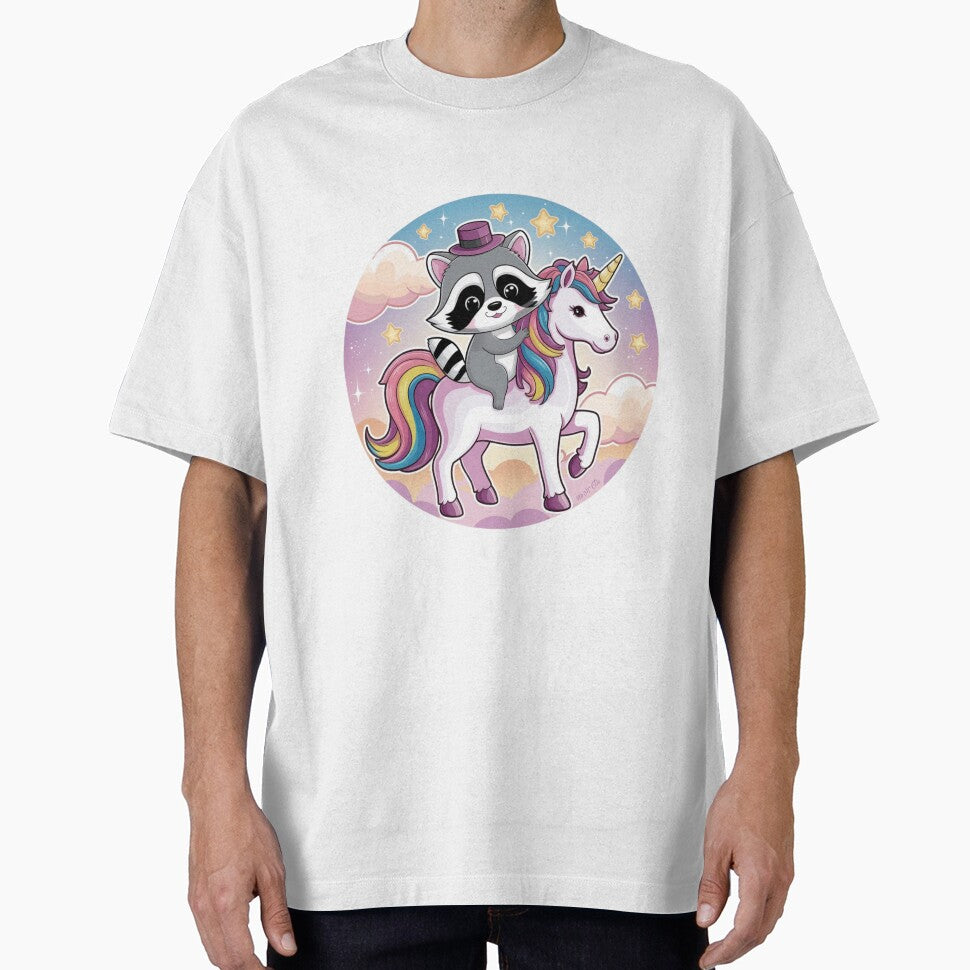 Raccoon And Rainbow Unicorn by NicolasGlowArt