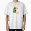 Meowy Christmas Orange Cat with Nativity Christmas Tree by MYCatStuff