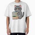 Librarian Cat with Books by pumsquare