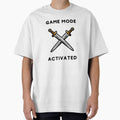 Game mode activated - Two crossed blades - Text based design illustration - Black text by Nemesiscrowd
