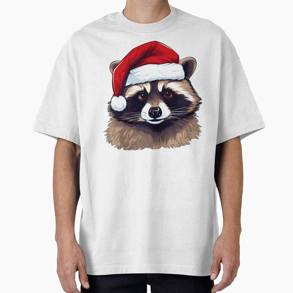 Adorable Christmas Raccoon donning a Santa Claus hat by MOA-trends