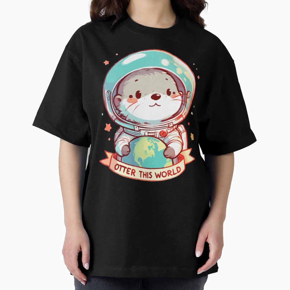 Otter This World Otter Pun Astronaut Space by TomFrontierArt