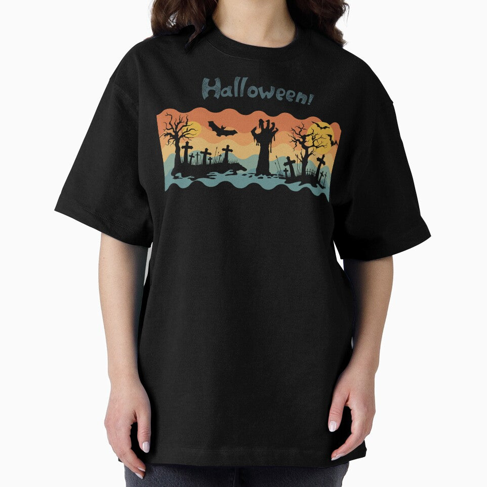 Retro Halloween Vintage.Happy Halloween.Spooky cemetery. by JAGA-ALIME