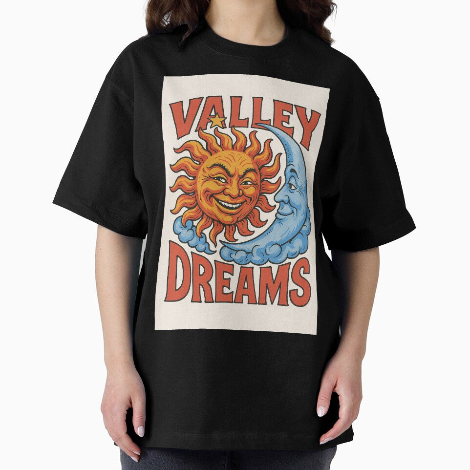 Valley Dreams Sun and Moon Vintage Art Print by weirdfishes123