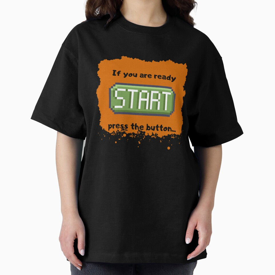 Press the start button (BG-B)  - Retro gaming experience  - Text based design - Black text by Nemesiscrowd