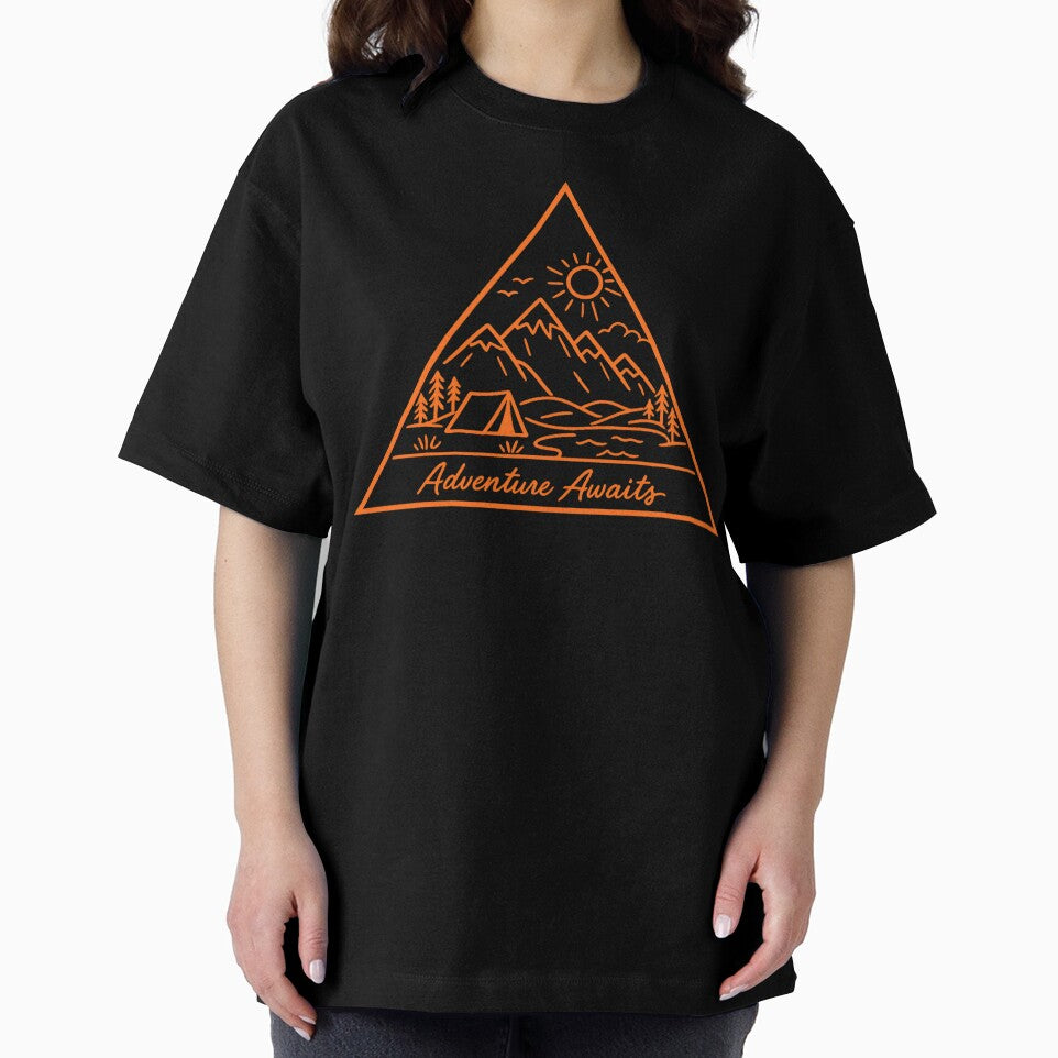 Adventure Awaits | Minimalist orange outline print by Masha_D