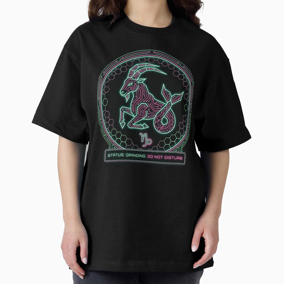 Capricorn Cyberpunk Zodiac Status Grinding Do Not Disturb Funny Astrology Design by StillWildink