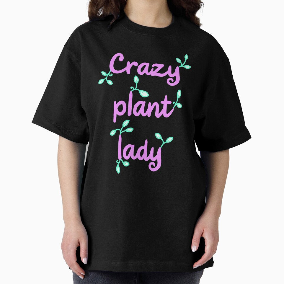 Crazy Plant Lady in Pink and Green on Black by Whoopsidoodle