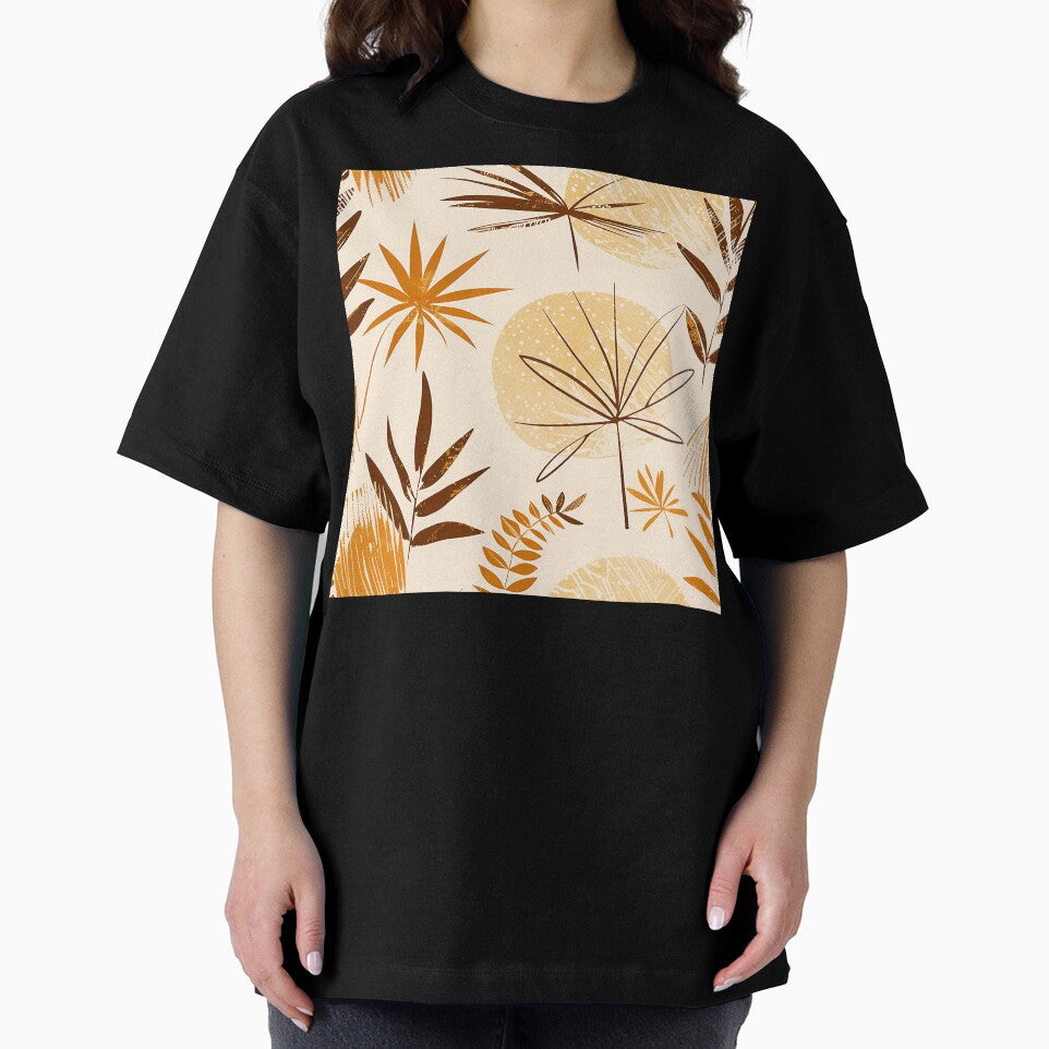 Boho Earthtones, Taupe, And Orange Leaves Abstract Designs by DEC02