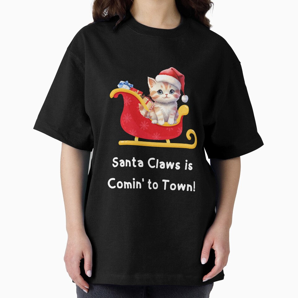 Funny Orange Cat Christmas Cute - Santa Claws Is Comin' To Town by Cat Stories