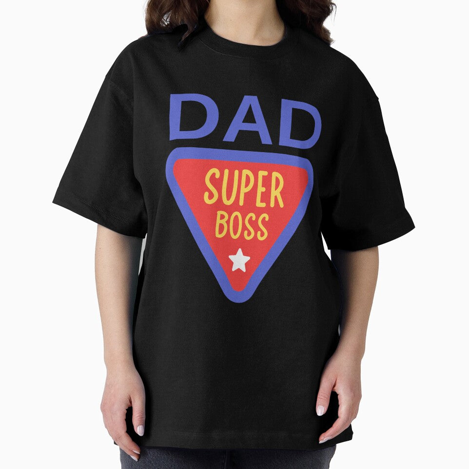 Dad Super Boss Funny Superhero Shield Father Gift Shirt by Funnygiftsstudio