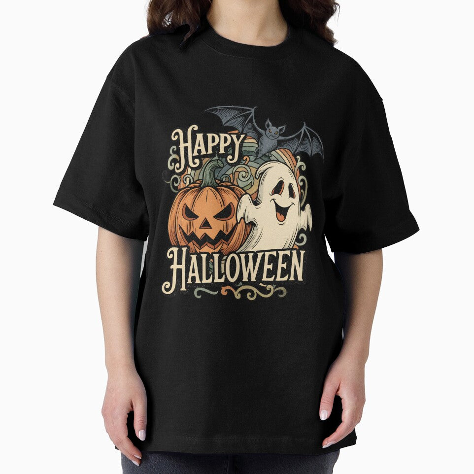 Retro Halloween Ghost, Pumpkin and Bat – Cute Spooky Design by FayeAndFriends