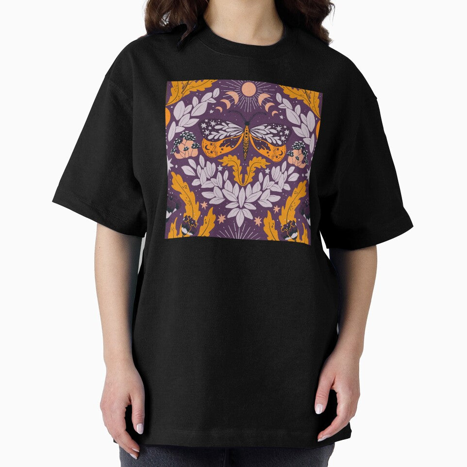 Whimsigoth butterfly florals -  dark purple, lavender and orange pattern by tanyadistudio