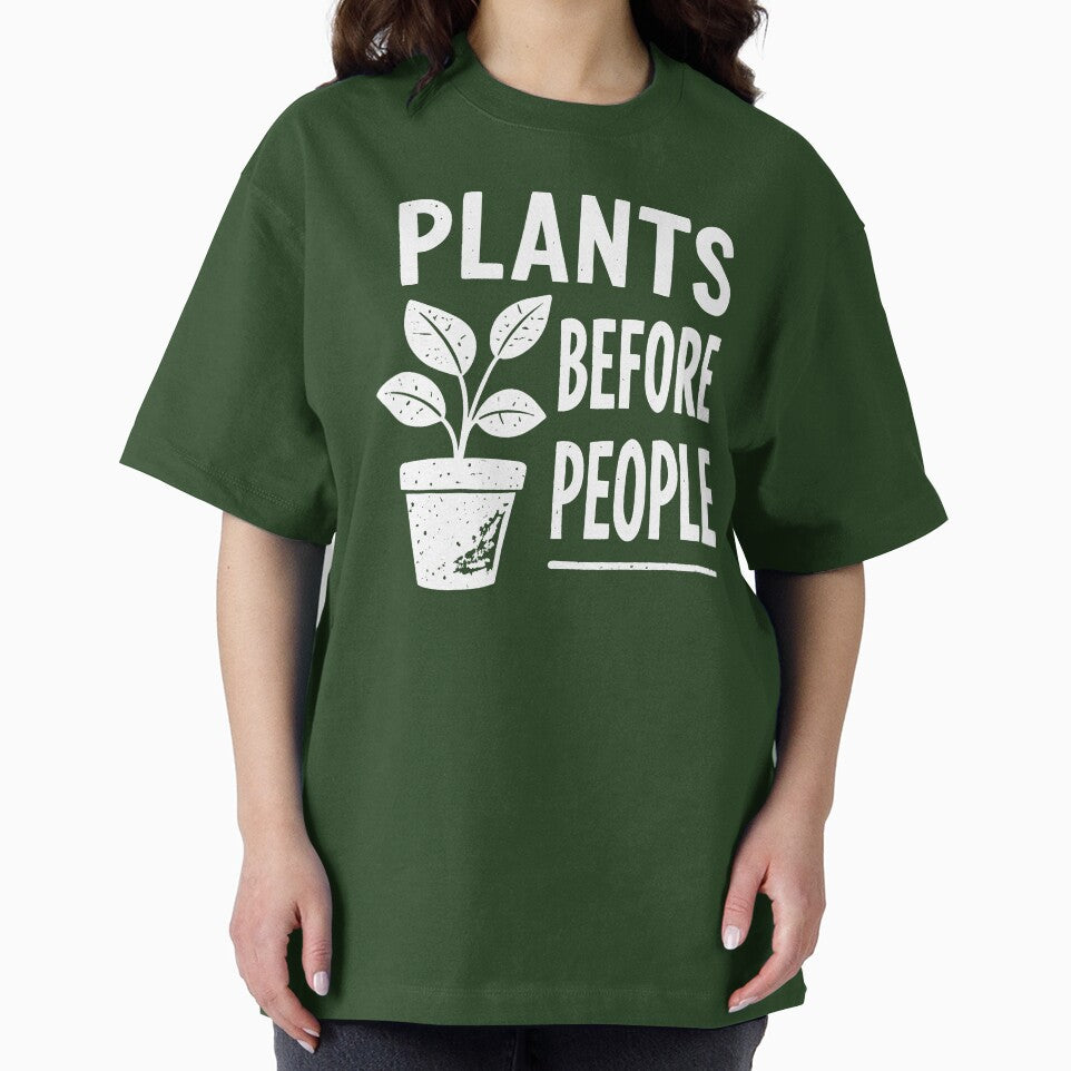 Plants before people funny gardening vintage retro eroded green thumbs design black by bard-art