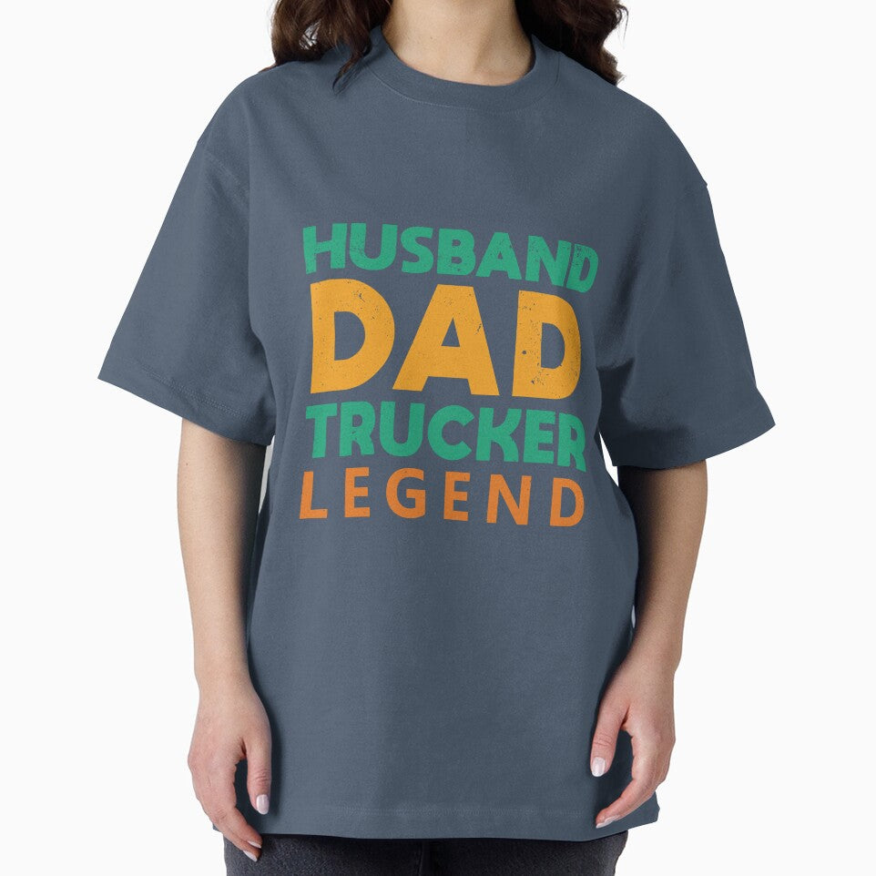 Husband Dad Trucker Legend - typographic design T-Shirt by byFizCreative